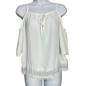 Charlotte russe White Cold Shoulder Lace Top